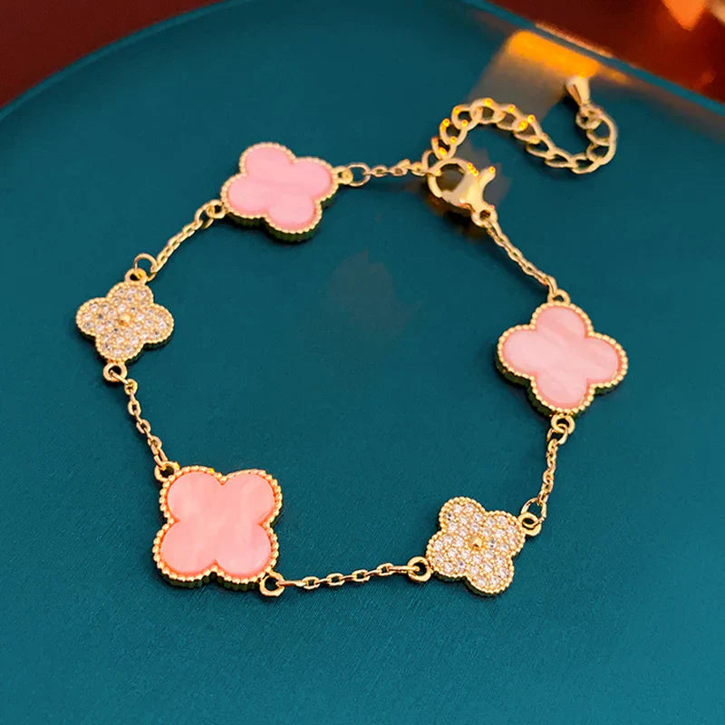 Pink Clover Diamond Bracelet