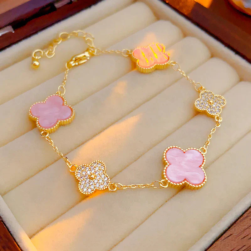 Pink Clover Diamond Bracelet