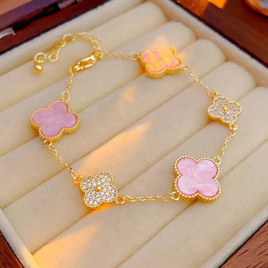 Pink Clover Diamond Bracelet